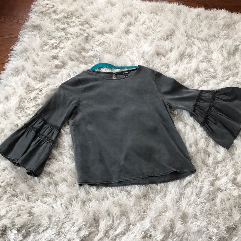 Dark Gray Blouse with Bell Sleeve Size XSP